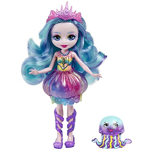 Enchantimals HFF34 - Royal Jelanie Jellyfish-Puppe (15,2 cm) & Stingley aus Königreich Oceana, kleine Puppe, Abnehmbarer Rock und Zubehör, tolles Geschenk für Kinder von 3 bis 8 Jahren von Enchantimals