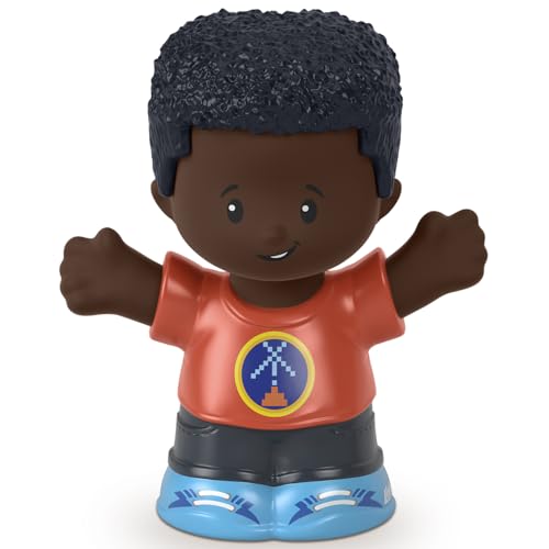 Ersatzteil für Fisher-Price Little People Playset - HBW67 ~ Afroamerikanischer Videospieler Figur mit orangefarbenem Hemd mit Astroiddruck von Mattel