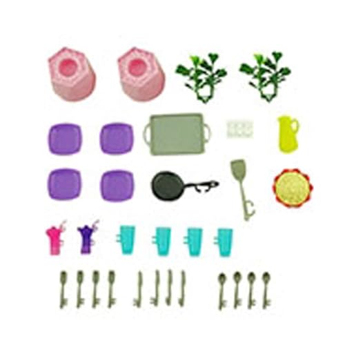 Mattel Ersatzteile für Barbie Dreamhouse Spielset - GRG93 ~ Ersatzgeschirr, Kochgeschirr, Lebensmittel, Pflanzen und Pflanzenhalter von Mattel