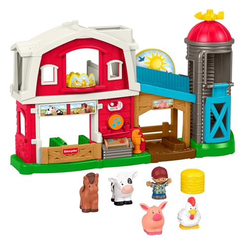 Fisher-Price Little People Kleinkindspielzeug Pflegespaß Bauernhof Spielset, musikalisches Lernspielzeug für Rollenspiele, ab 1 Jahr, mehrsprachige Version, JGX08 von Mattel