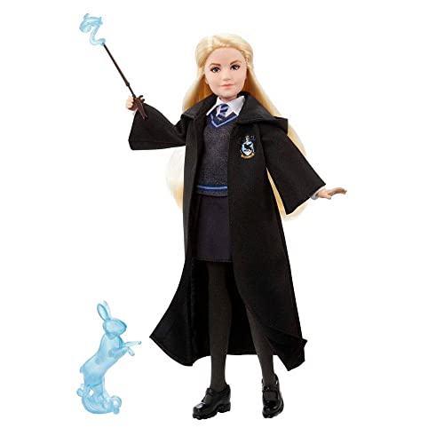 HARRY POTTER Luna Lovegood und Patronus- Puppe mit detailgetreue Figur mit Hasen-Patronus und Zauberstab, 11 Bewegungspunkte und Ravenclaw-Umhang, für Fans ab 6 Jahren, HLP96 von Mattel