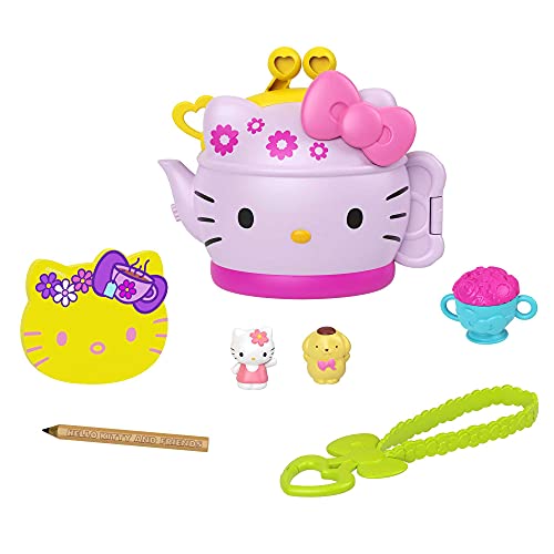 Mattel Hello Kitty GVB31 - Teeparty Schatulle (12,5 cm) mit 2 Sanrio Minis Figuren, Notizblock und Schreibwarenzubehör, tolles Spielzeug Geschenk für Kinder ab 4 Jahren von Mattel