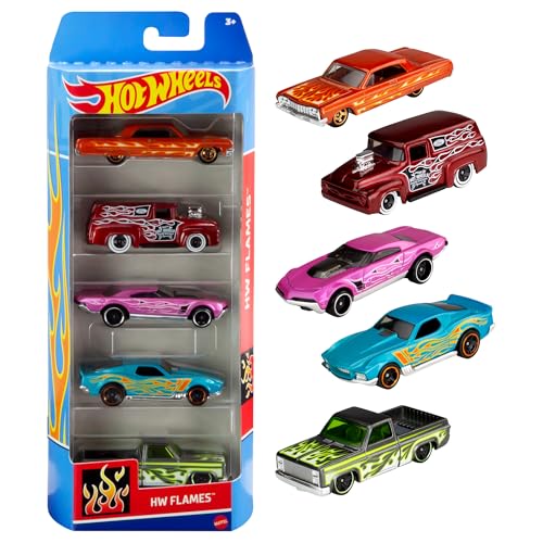 Hot Wheels Autos Set, 5er Pack, Verschiedene Modelle von Spielzeugautos, Maßstab 1:64, mit realistischen Details, Auto Spielzeug, Stile variieren, Spielzeug ab 3 Jahre, 01806 von Hot Wheels