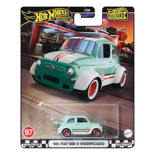 Hot Wheels Modellauto Fiat 500 D Modificado 1960 - Die Cast Maßstab 1:64 - Länge 6 cm - HRT65 - Serie Boulevard von Mattel