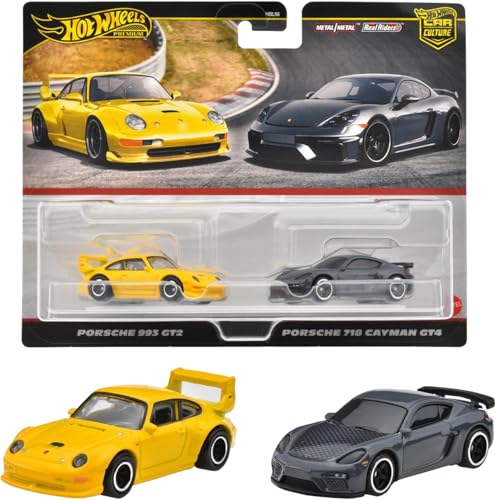 Hot Wheels - Porsche 993 GT2 & Porsche 718 Cayman GT4 - Car Culture - HRR82 - Premium 2er Set - Metal/Metal - Real Riders - Mattel 2024-1:64 von Mattel