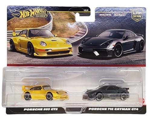 Hot Wheels - Porsche 993 GT2 & Porsche 718 Cayman GT4 - Car Culture - HRR82 - Premium 2er Set - Metal/Metal - Real Riders - Mattel 2024-1:64 von Mattel