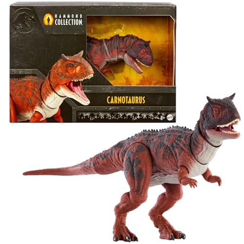 Mattel Jurassic World Hammond Collection Das gefallene Königreich“ Carnotaurus Dinosaurier-Actionfigur, Große Spezies, bewegliche Premium-Figur HTK44, Braun von Mattel