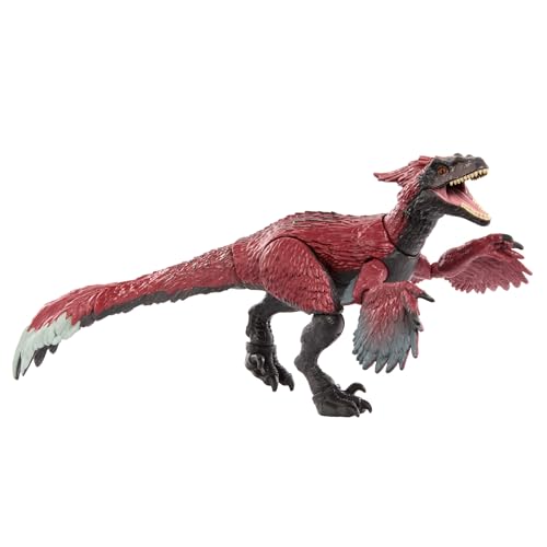 Mattel Jurassic World Hammond-Sammlung Pyroraptor-Dinosaurier Actionfigur-Spielzeug, Premium-Filmdesign mit Glasaugen, verdrahtetem Schwanz und 14 Bewegungspunkten, HTV64 von Mattel