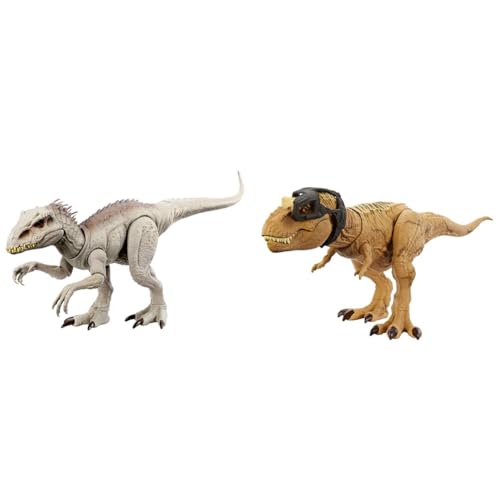 Jurassic World Indominus Rex - Interaktives Dinosaurier-Spielzeug & C World Jagen Und Zermalmen Tyrannosaurus-Rex von Mattel