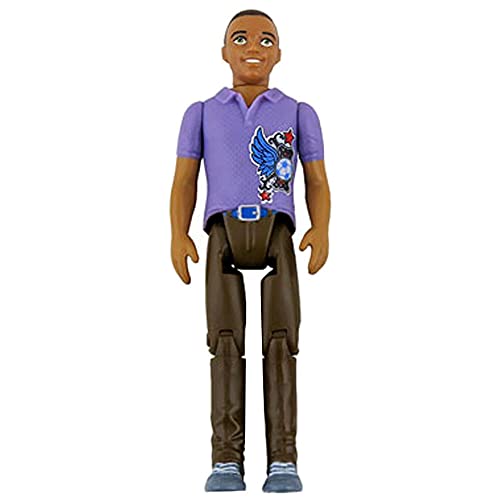 Loving Family Puppenhaus Ersatzteile - BFR49 ~ Vaterpuppe ~ Afroamerikanischer Papa in lila Hemd und brauner Hose von Mattel