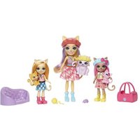 MATTEL HHC11 Enchantimals Siamkatzenfamilie Spielset mit 3 Puppen, 3 Katzenfiguren und Accessoires sowie mehr als 10 Zubehörteilen von Mattel