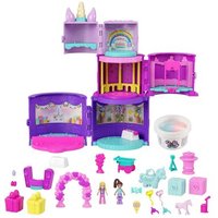 MATTEL HHJ11 Polly Pocket Ausklappspaß-Schatulle Einhorn-Torte, niedliches Design, 25 Zubehörteile von Mattel