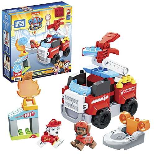 MEGA GYJ01 – Mega Bloks Paw Patrol Feuerwehr Bauset mit 34 Bausteine, Spielset für Kinder ab 3 Jahren von Mattel