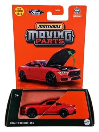 Matchbox Moving Parts, 2024 Ford Mustang, Rot, Maßstab 1:64, Druckguss von Mattel