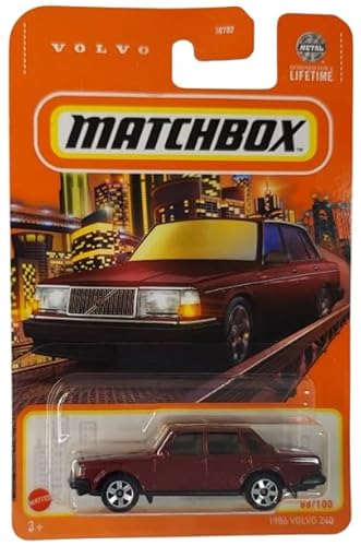 Matchbox Volvo 240 Druckguss-Auto, Maßstab 1:64, rot, 88/100, Modell 1986 von Mattel