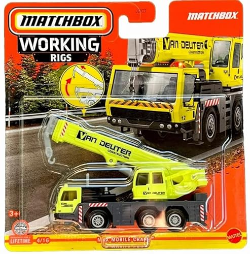 Matchbox Working Rigs MBX Mobilkran, Serie 4/16, gelb, Druckguss von Mattel