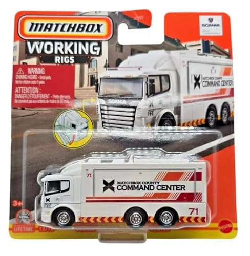 Matchbox Working Rigs Scania Tactical Command Center, Serie 13/16, Weiß, Druckguss-Fahrzeug von Mattel