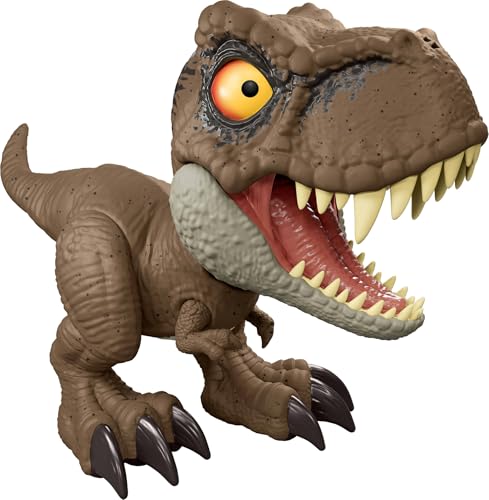 Mattel Jurassic World Brüllkommando Tyrannosaurus Rex Dinosaurierfigur mit Aufnahme- und Abspielfunktion, schwanzaktivierter Angriff mit Brüllgeräusch, JCW01, [Mehrfarbig] von Mattel