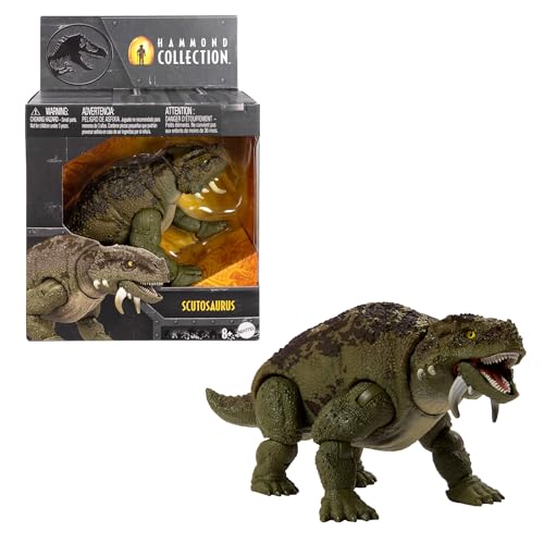 Mattel Jurassic World Hammond Collection Dinosaurier-Actionfigur, Scutosaurus Premium-Design mit Glasaugen und 14 Bewegungspunkten, JDJ08, [Mehrfarbig] von Mattel