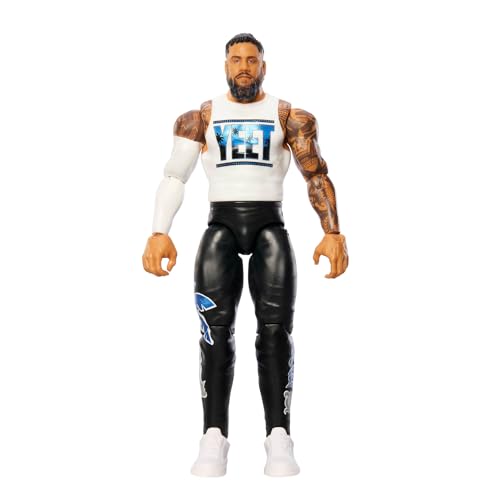 Mattel WWE Jey Uso Actionfigur, Hauptkampf-Serie #153, ca. 15 cm große Sammelfigur mit 10 Bewegungspunkten und lebensechtem Aussehen, JCV38 von Mattel