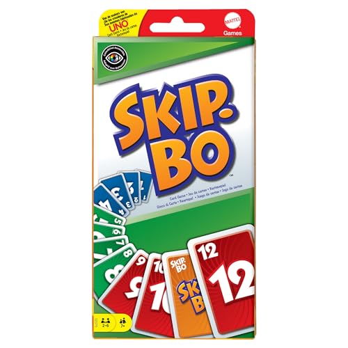 Mattel Games Skip-BO, Kartenspiele für die Famile, Perfekt als Kinderspiel, Reisespiel oder Spiel für Erwachsene, Gesellschaftsspiel, für 2-6 Spieler, ab 7 Jahren, 52370 von Mattel Games