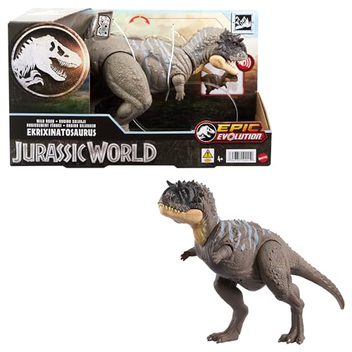 Mattel JURASSIC WORLD Wild Roar Ekrixinatosaurus - DSpielzeug mit Angriffbewegung-Bewegung und Brüllgeräusch, kompatibel mit Jurassic World Play-App, für Kinder ab 4 Jahren, HTK70 von Jurassic World