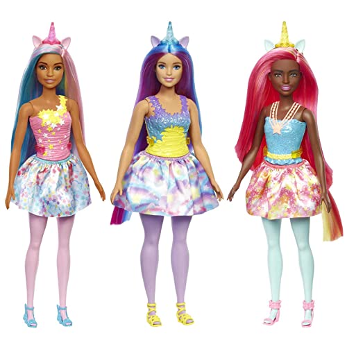 Mattel - Barbie Dreamtopia Puppe Einhorn mit Regenbogenhaar und Fantasy-Zubehör Verschiedene Modelle (HGR18) von Mattel