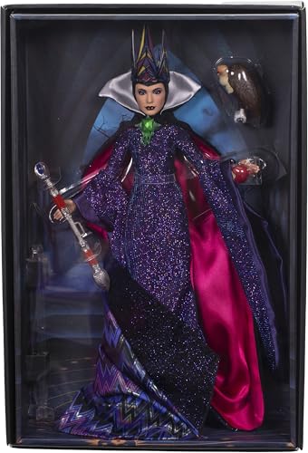 Mattel Disney Collector Evil Queen Sammlermodepuppe in charakteristischer Kleidung, inspiriert vom Disney Schneewittchen-Film, Geschenke für Kinder und Sammler von Mattel