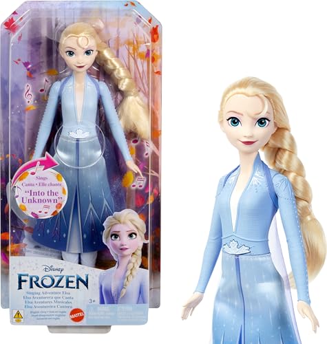 Mattel Disney Frozen Elsa singende Modepuppe, singendes Abenteuer in charakteristischer Kleidung, singt "Into the Unknown" aus Disney Frozen 2 Movie von Mattel