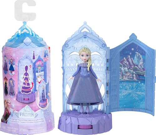 Mattel Disney Frozen Surprise Kleine Puppen & Minischloss Spielsets mit drehender Puppenenthüllung, Ice Castle Spin Surprise aus Filmen (Stile können variieren) von Mattel