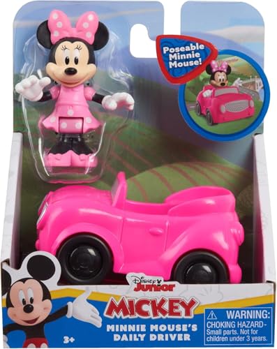 Mattel Disney Junior Maus Spielset bestehend aus beweglicher Sammelfigur Minnie und pinkem Auto, ab 3 Jahren, Mehrfarbig von Mattel