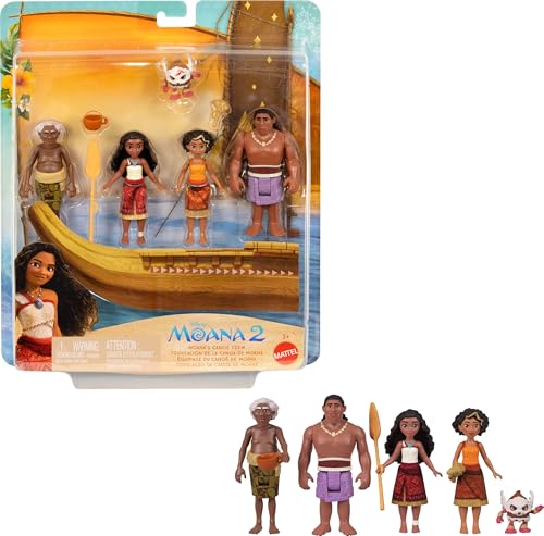 Mattel Disney Moana 2 Spielzeuge, Moanas Kanu Crew Spielset mit 5 kleinen Puppen in charakteristischen Outfits & 3 Zubehörteilen, inspiriert vom Film von Mattel