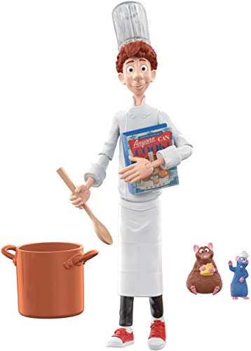 Mattel Disney Pixar Favorites Ratatouille Pack mit beweglicher Linguini-Figur, Remy & Emile Figuren & Zubehör, authentischer Look, Sammlergeschenk ab 6 Jahren von Mattel