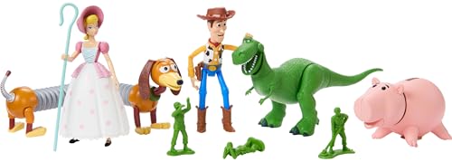 Mattel Disney Pixar Storytellers Pack Figuren, Toy Story 4 Inch Scale Multipack, Woody Rex Slinky Dog Hamm Bo-Peep & 4 Army Men von Mattel