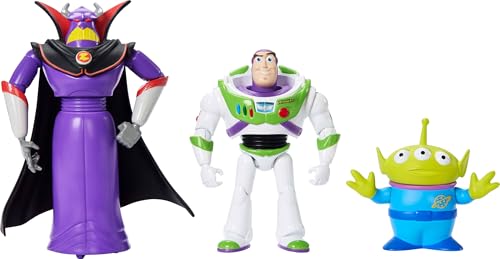 Mattel Disney Pixar Storytellers Story Intergalaktische Actionfiguren, 10,2 cm große Actionfiguren, Buzz Lightyear, Zurg & Alien bewegliches Spielzeug, 3 Stück von Mattel