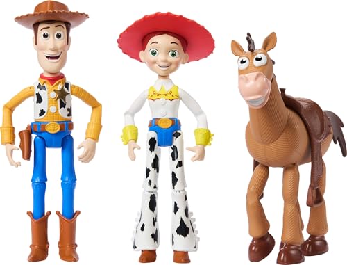 Mattel Disney Pixar Storytellers Toy Story Woody, Jessie & Bullseye, 10,2 cm authentische bewegliche Figuren, Schlüsselfiguren, Sammlerstücke, 3er-Pack von Mattel