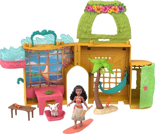 Mattel Disney Princess Toys, Moana Storytime Stackers Puppenhaus mit Moana Kleiner Puppe, 1 Tierfreund & 9 Zubehörteilen, inspiriert vom Disney Film ​ von Mattel