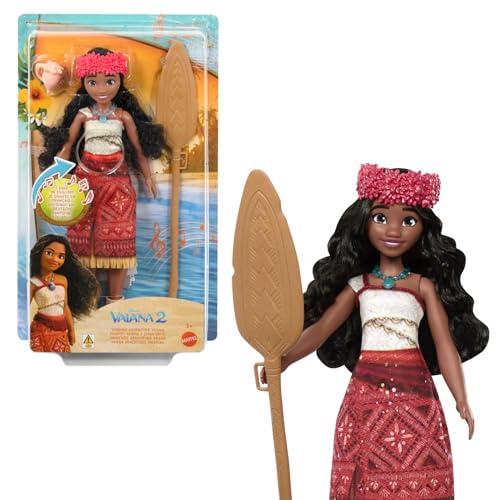 Mattel Disney Vaiana 2 singende Vaiana-Abenteuerpuppe mit charakteristischem Outfit und Accessoires, singt We‘re Back“ in vier Sprachen: Englisch, Französisch, Deutsch, Italienisch, JBT61 von Mattel