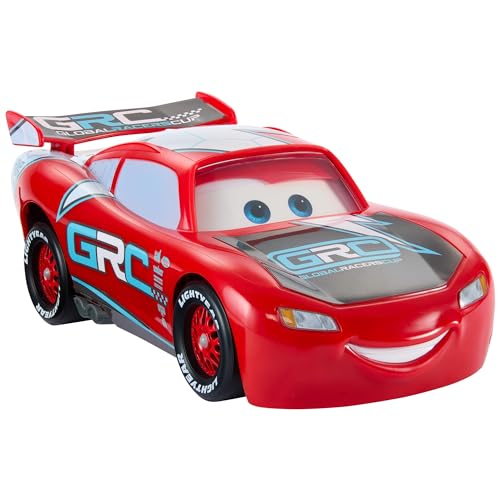 Mattel Disney und Pixar Cars Lightning McQueen Spielzeugfahrzeug und Zubehör, Global Racers Cup Drift & Race Auto mit 4 Kegeln und 2 Spielmodi, HXJ34, [Mehrfarbig] von Mattel