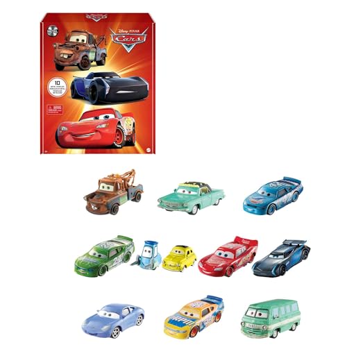 Mattel DisneyPixar Cars Florida International Speedway 10er-Pack Die-Cast-Fahrzeuge im Maßstab 1:55 für Renn- und Spielspaß, Geschenk für Kinder ab 3Jahren, HBW15 von Mattel