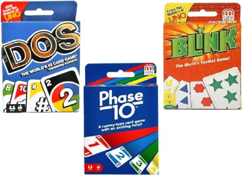 Mattel Dos, Blink und Phase 10 Kartenspiel, Combo 3 Stück von Mattel