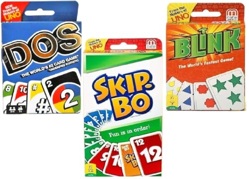 Mattel Dos, Blink und Skip-Bo Kartenspiel, Combo 3er Pack von Mattel