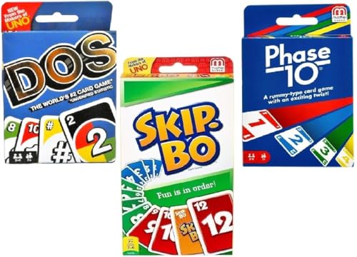 Mattel Dos, Phase 10 und Skip-Bo Kartenspiel, Combo 3er Pack von Mattel