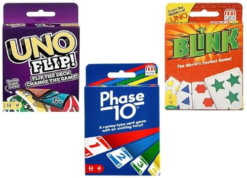 Mattel Flip, Blink und Phase 10 Kartenspiel, Combo 3er Pack von Mattel