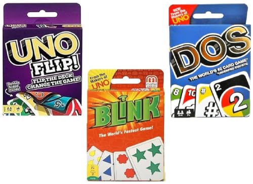 Mattel Flip, Dos und Blink Kartenspiel, Combo 3er Pack von Mattel