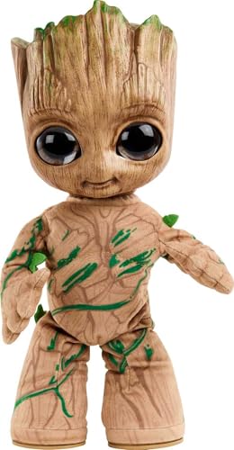 Mattel Marvel HJM23 I am Groot tanzende Plüschtier. Tanzen Sie mit Ihrer Musik und reagieren Sie mit Licht und Klängen, Mehrfarbig von Mattel