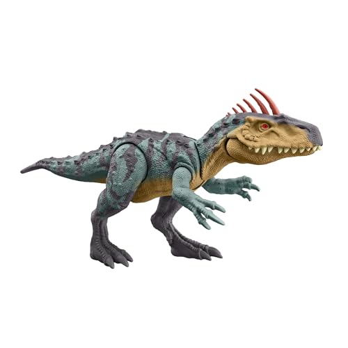 Mattel Jurassic World Gigantic Trackers Neovenator Dinosaurier-Actionfigur, große Spezies, Beißattacke, hoher Schädelkamm, digitales Spiel HTK78 von Mattel