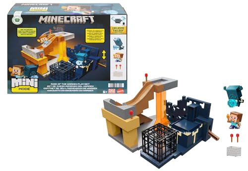 Mattel Minecraft Mini Mode-Spielset, Rise of the Warden“-Set mit 2 Minis, Steve- und Wächter-Figuren, sowie DLC-Code, HXT72 von Mattel