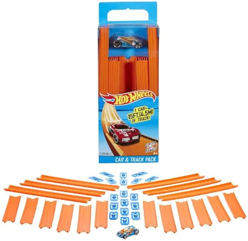 Hot Wheels Bahn Track Builder, Trackteile & Verbindungsstücke (36 Teile) für Autorennbahnen der Hot Wheels Autos, inkl. 1 Spielzeugauto, Auto Spielzeug, Spielzeug ab 4 Jahre, BHT77 von Hot Wheels