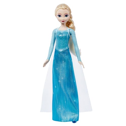 Mattel Spielzeuge aus Disney Die Eiskönigin“, Singende Elsa-Modepuppe in charakteristischem Outfit, singt Lass jetzt los“ aus dem Disney-Film Die Eiskönigin“ in 4 Sprachen, JDL58 von Mattel